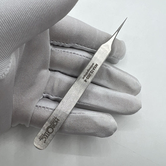 Horotec MSA12.302-4 steel tweezer, Swiss Made, 100% antimagnetic for precise watch accessory handling.