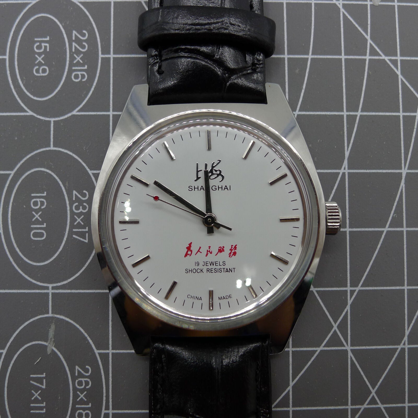 Shanghai Factory 37mm manual mechanical men's watch with shock-resistant design, classic style, perfect for daily wear.
