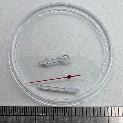 Green lume pointed arrow watch hands with silver trim for Miyota NH35/NH36/NH38, precise fit for watch repairs.