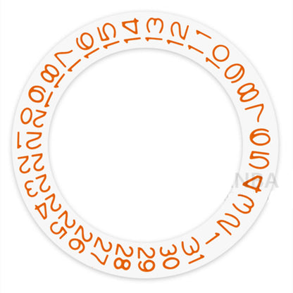 White Background Orange Character Date Disk Wheel for Miyota NH35 NH36 Date at 3