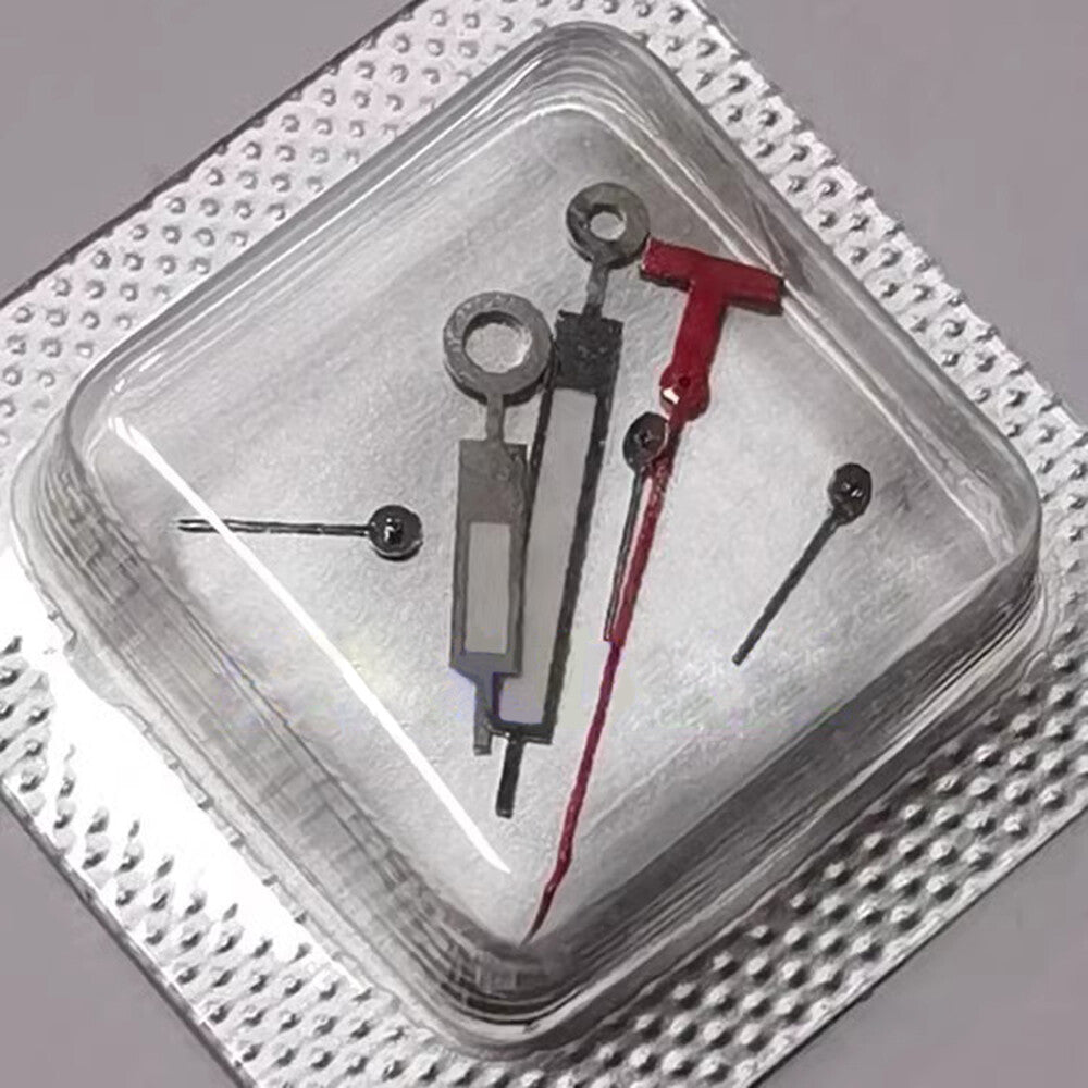 Green luminescent watch hands with silver trim by T044, fitting ETA G10.211 and G10.212 movements for precise timing