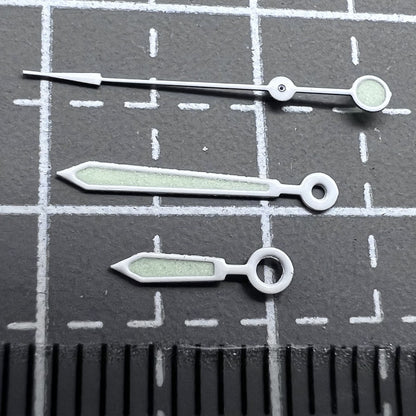 2 Sets/Pack 17mm Green Lume White Trim Watch Hands for Miyota 2035 2115 2105