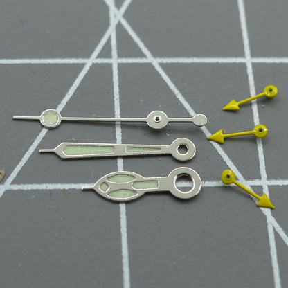 Petites aiguilles de seconde jaunes avec garniture argentée pour montre Miyota OS10 OS20 OS60 OS80