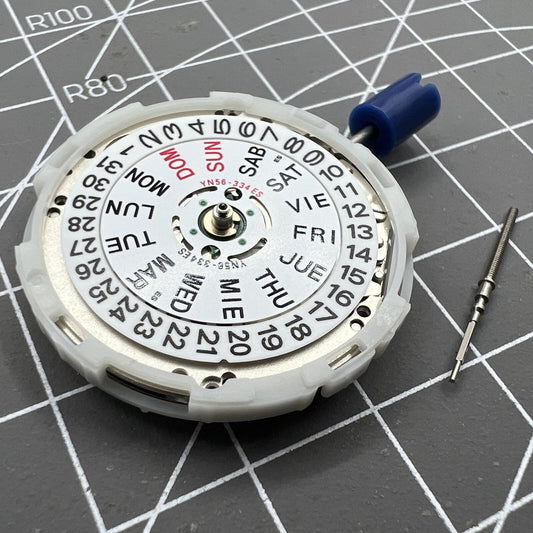 Japan Epson YN56 mechanical watch movement showing date and day display for watch repair.