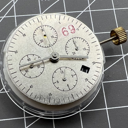 Asia Made 7750 black mechanical watch movement with single calendar and small seconds at 3, 6, and 9 o'clock positions.