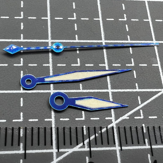 Diamantförmige blaue Umrandung orange Leuchtzeiger Set für ETA2836 2846 2824