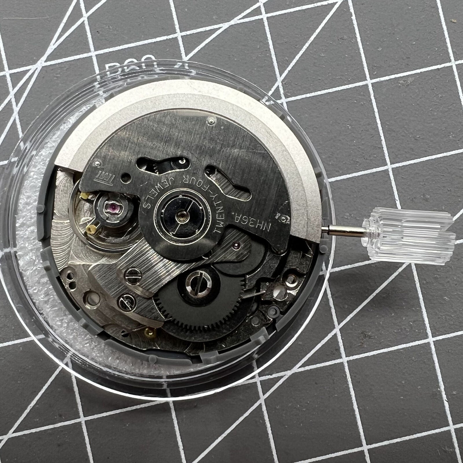 Miyota NH36A automatic watch movement with white dial, blue lume, and triple crown, perfect for watch accessories.