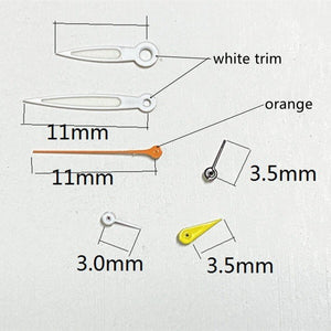 11mm White Trim Orange Second Hand with Lume Watch Hands for  VD53 VD54 VD57