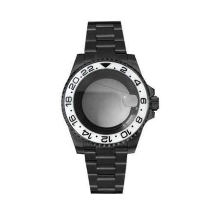 PVD black SUB watch case and strap, 40mm sapphire glass, 5ATM waterproof, compatible with NH35/NH36 movements.