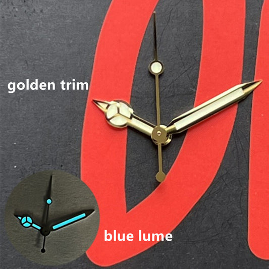 Aiguilles de montre C3 BGW-9 à finition dorée de 12,5 mm avec luminescence bleue pour SKX/SBBN NH35A/NH36