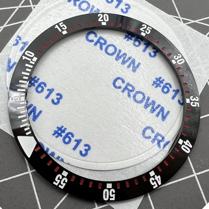 38 mm/30,5 mm Regenbogen-Lünette, weiße Schrift, Aluminium-Uhrenlünette, Einsatzuhr