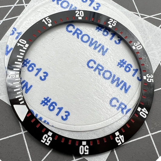 38 mm/30,5 mm Regenbogen-Lünette, weiße Schrift, Aluminium-Uhrenlünette, Einsatzuhr