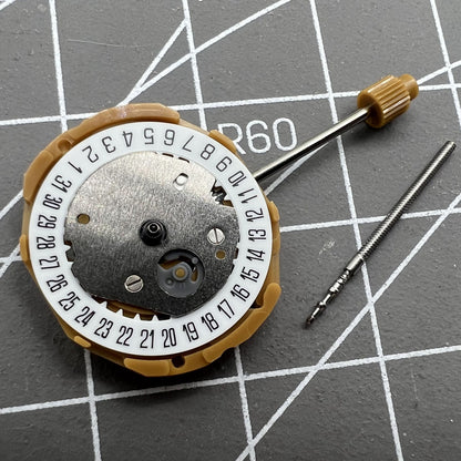 Japan Miyota GL10 quartz watch movement with 3 hands and date display at 6 o'clock, precise and reliable.