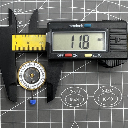 ETA F05.111 quartz watch with 2 hands, date at 6, precise movement, and sleek modern design by ETA.