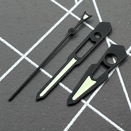 13 mm mattierte schwarze Zierleiste, hohle grüne Leuchtzeiger für NH35 NH36 Uhrwerk