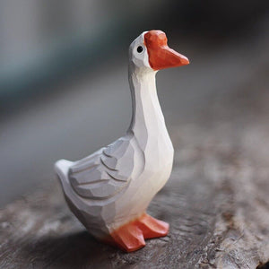 New Cute Handmade Big Goose White Goose Wooden Figurine Sculpture Decorative