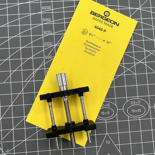 Swiss Bergeon 4040-P reversible watch movement holder for secure repair and assembly.