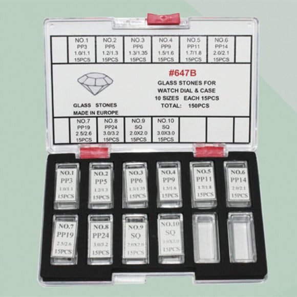 150pcs/set Artificial Glass Stones for Watch Dial Watch Case 10 Sizes Watch Part