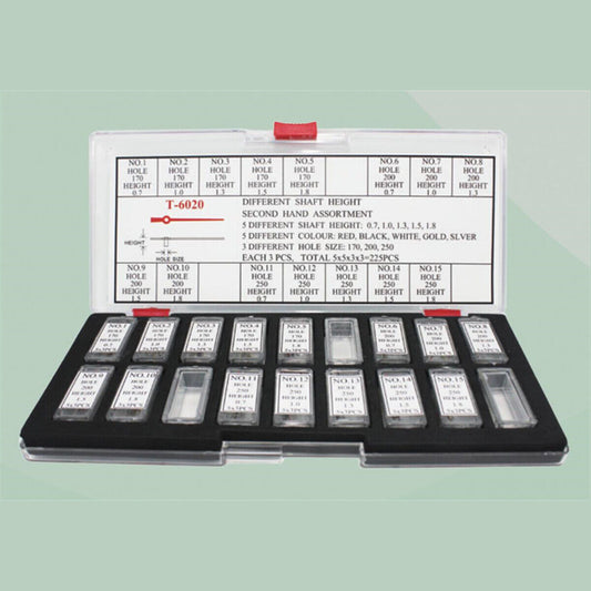 225pcs assorted shaft height second hands for watch repair, precise timing tool set