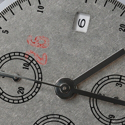 7750 Chronograph watch, automatic movement, small seconds at 3/6/9, single date display, stylish dial.