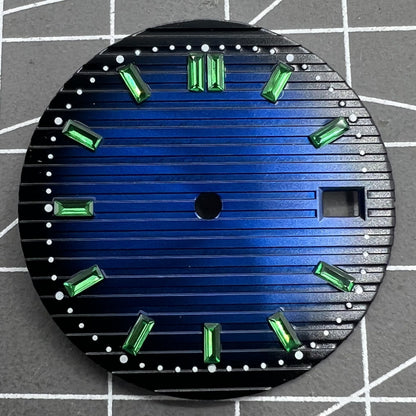 Grünes Zifferblatt 29.8mm Imitation Edelstein Nagel Blau für NH35 Uhrwerk