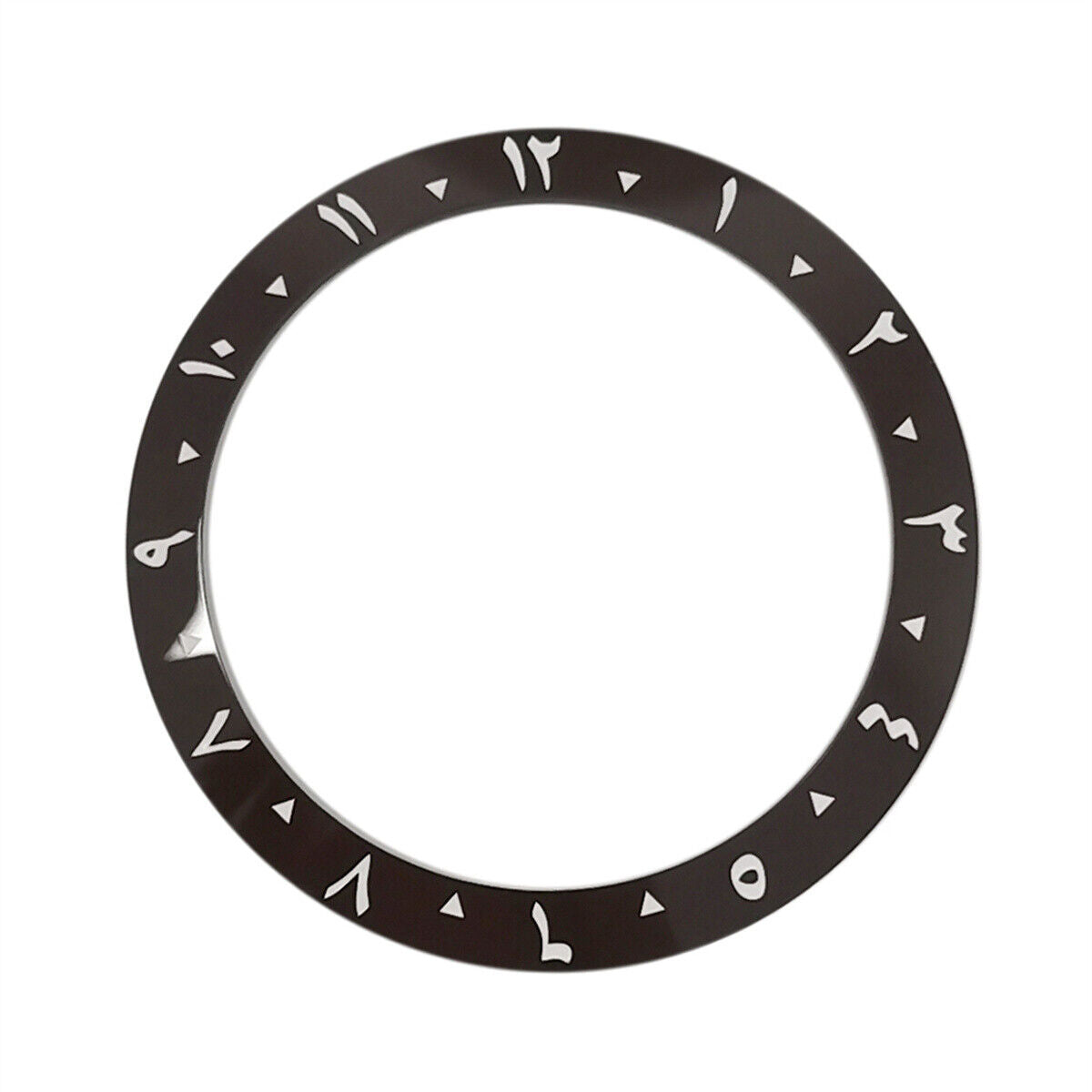 Close-up of Ceramic 38mm inclined bezel with Arabic numerals 1-12, compatible with 40mm SUB watch case.