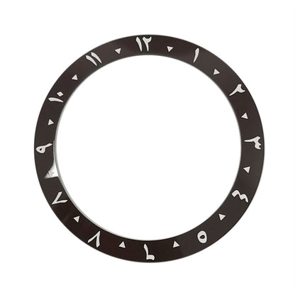 Close-up of Ceramic 38mm inclined bezel with Arabic numerals 1-12, compatible with 40mm SUB watch case.