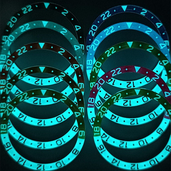 38mm Resin+Aluminum Alloy Blue Luminous Watch Bezel for SKX007 SKX011 Series