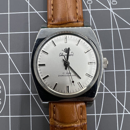 33mm China Chunlan Steel Manual Mechanical Watch 17 Jews Silver Dial+Watch Band