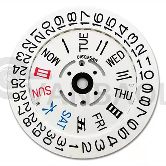 Roue de disque de date blanche, anglaise et chinoise, compatible avec le mouvement NH35 NH36 Date@3