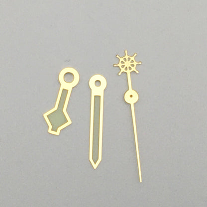 Green luminous watch hands set A39 for NH35A/NH36A movements, perfect for customizing watches.