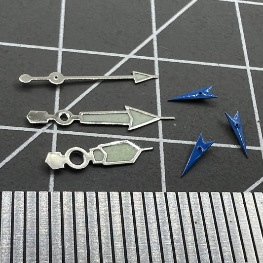 Blue luminous small second watch hand with silver trim for Miyota OS10 OS20 OS60 OS80 movements.