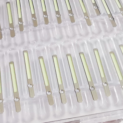 Green luminous watch hands set compatible with SKX007 and SPR777, designed for NH35A/NH36 movements.