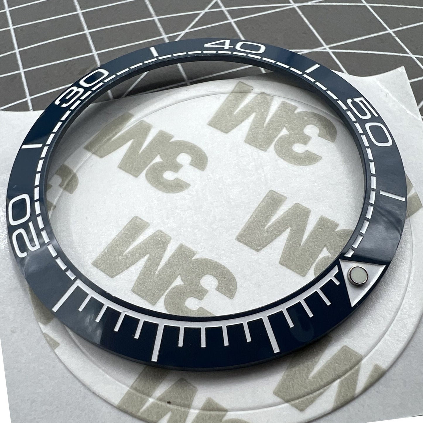 Sky Blue ceramic bezel insert with white font, 41.5mm/32.5mm size, for watch accessory replacement.