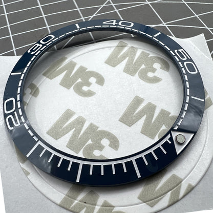 Sky Blue ceramic bezel insert with white font, 41.5mm/32.5mm size, for watch accessory replacement.