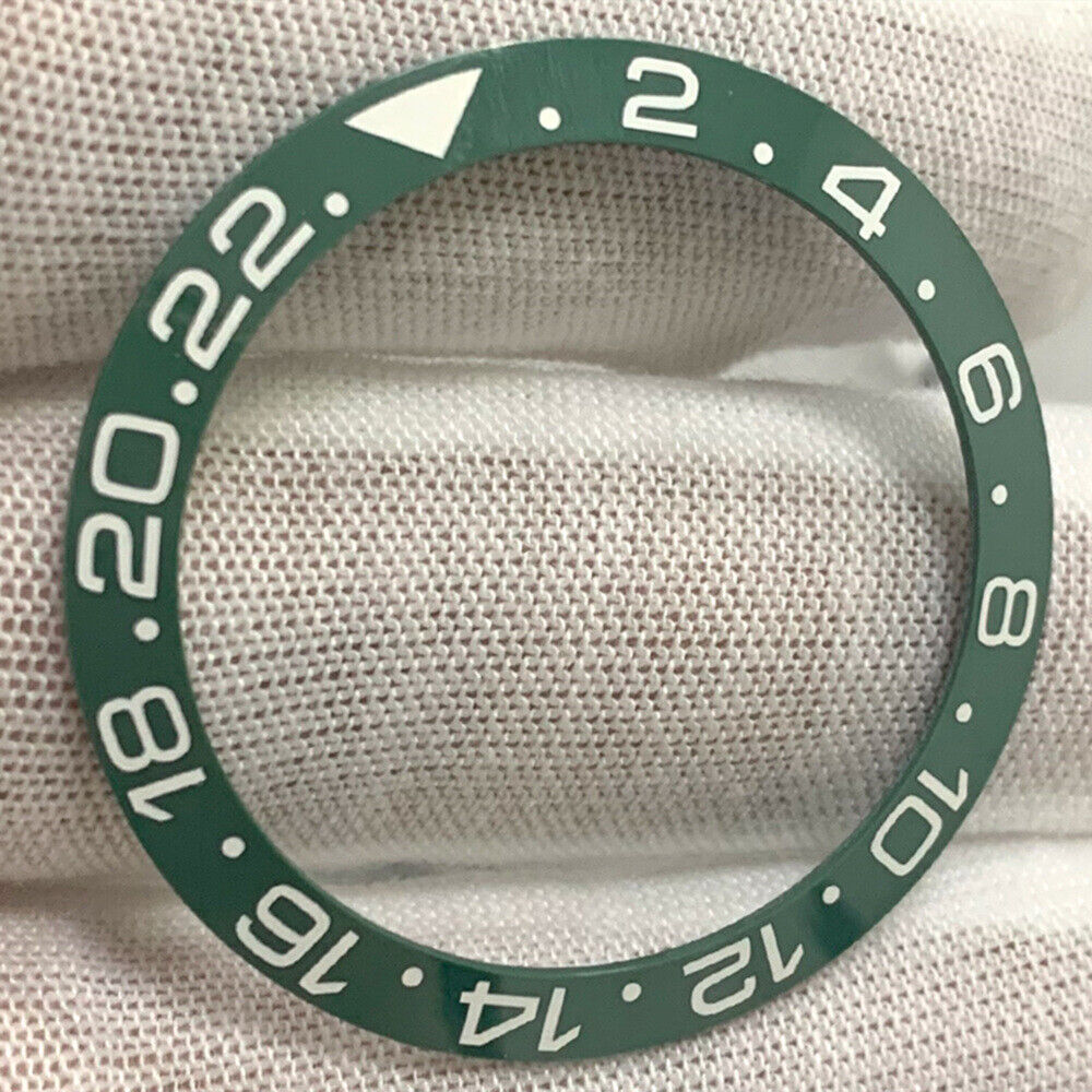 Black dull polished 38mm GMT SUB ceramic bezel insert for precise watch customization.