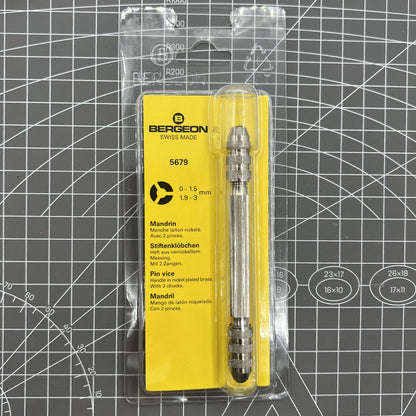 Swiss Made Bergeon 5679 Stiftschraubstock Uhrmacherwerkzeug Öffnung: 0 - 1,5 / 1,9 - 3 mm 