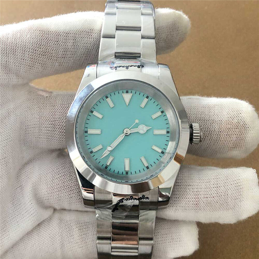 39MM stainless steel watch case with sapphire glass and strap for NH35, durable men's accessory.