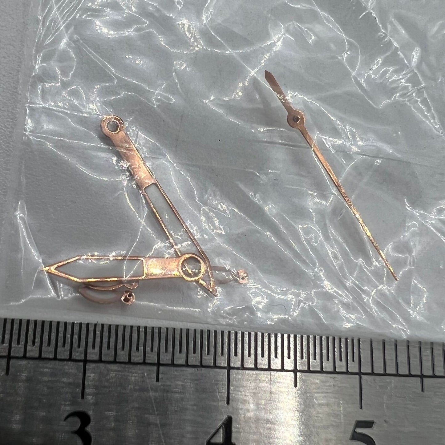 Rose Gold 14.5mm watch hands with white paint, compatible with Miyota OS10 OS20 OS60 OS80 movements.