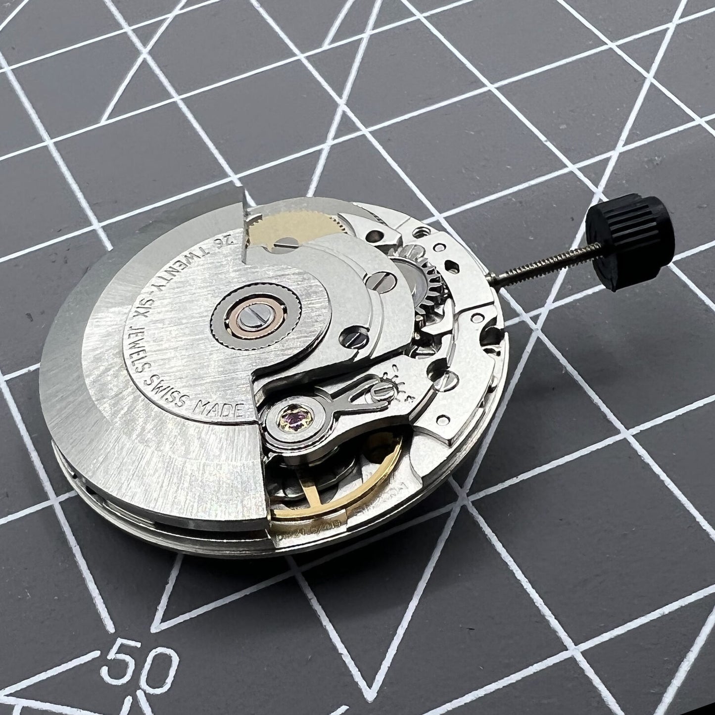 Silver SW200-1 ETA automatic watch movement, precise mechanical replacement for Swiss watches.
