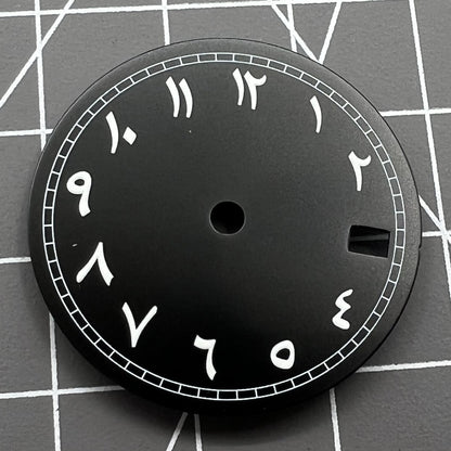 28.50mm AB-4#1 Arabic numeral watch dial for NH35 NH35A movement, classic design.