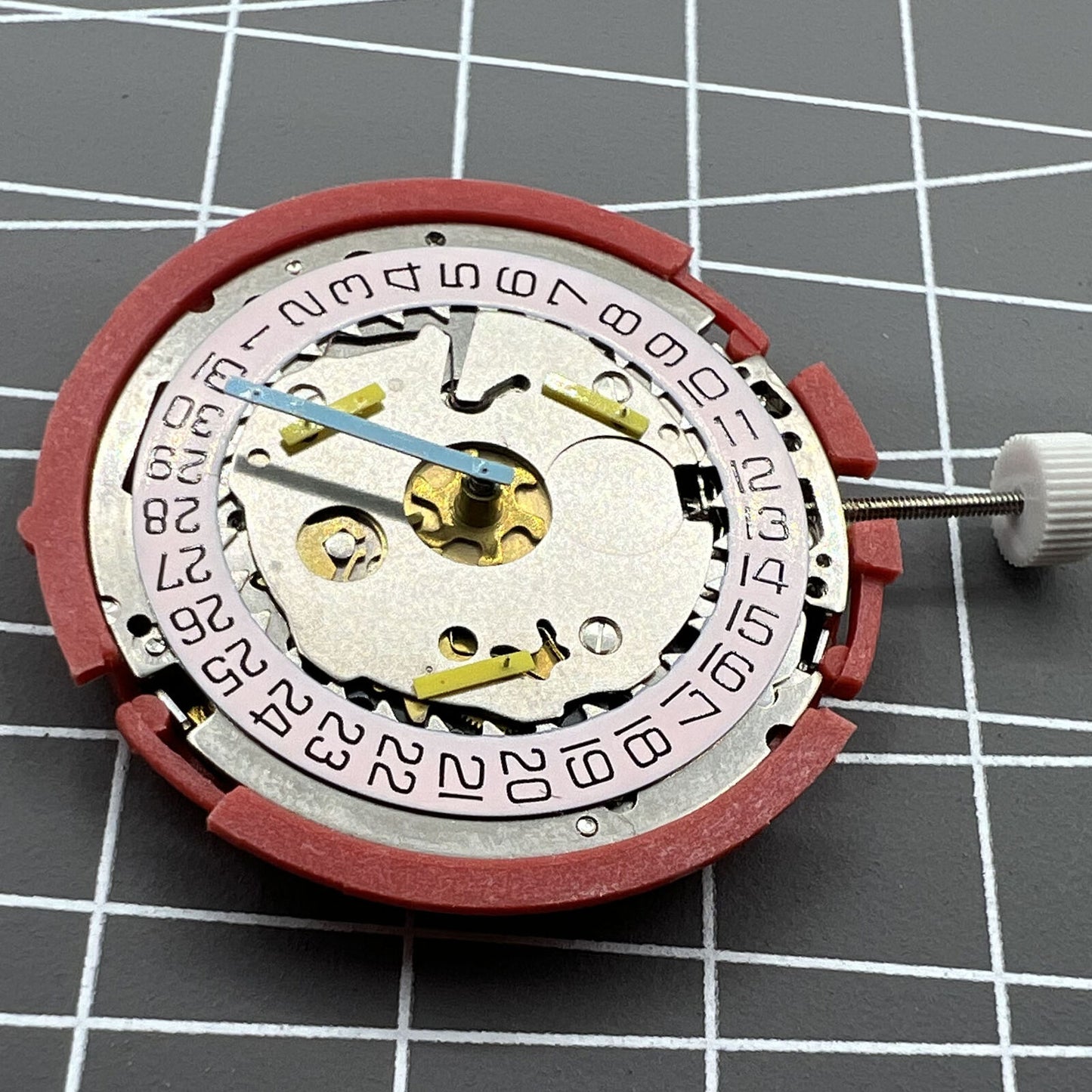 Swiss ISA 8181 quartz watch movement with single calendar, multifunction features for precise timekeeping.