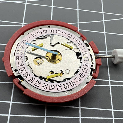 Swiss ISA 8181 quartz watch movement with single calendar, multifunction features for precise timekeeping.