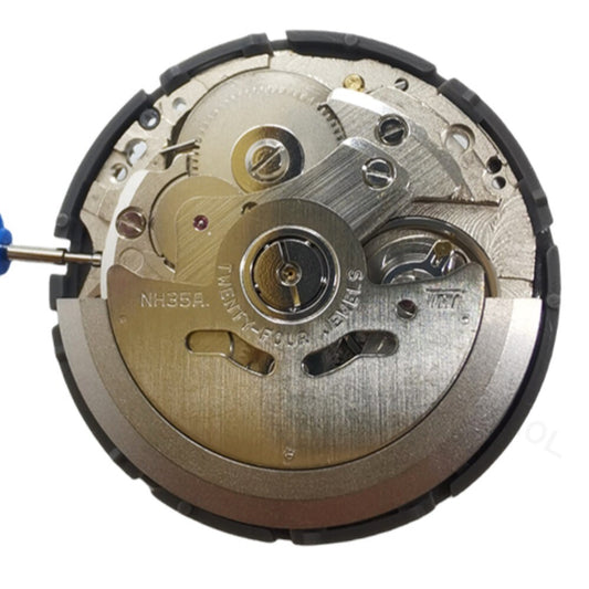 Japan NH35 Automatisches mechanisches Uhrwerk, Vintage, orangefarbenes Datumsrad, 24 Juwelen