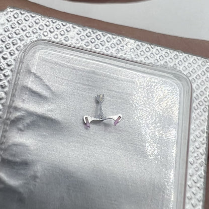 Silver metal pallet fork for C07.611 movement, Swiss Made brand precision watch part accessory.