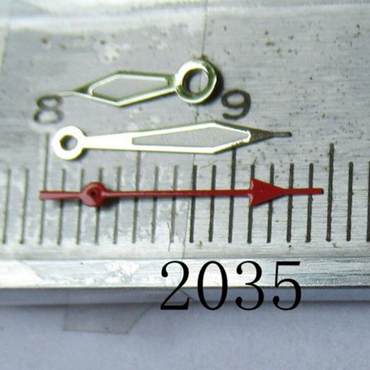 Lume red arrow-shaped second hand for Miyota 2035 watch movement, precise replacement part.