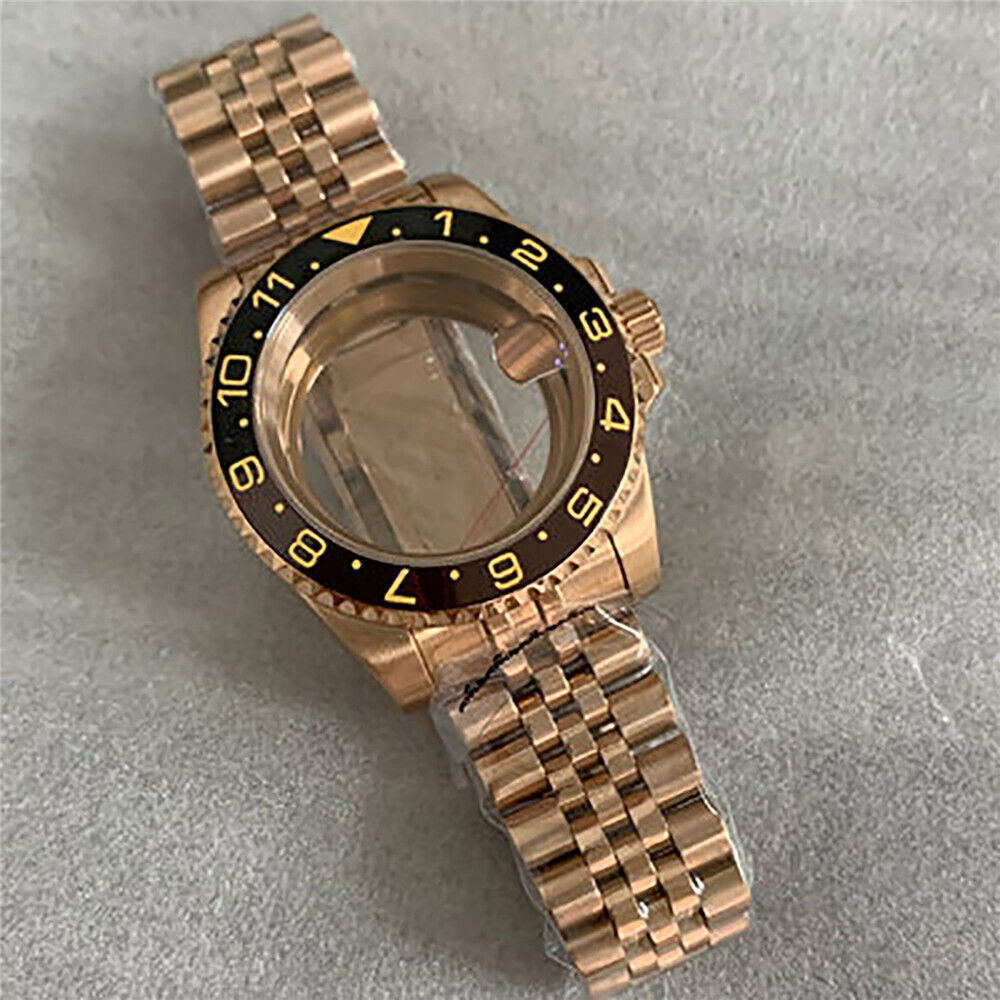 40 mm goldenes Uhrengehäuse-Armband für NH35/36-Uhrwerk, modifiziertes Saphirglas 