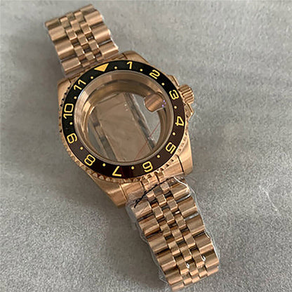 40 mm goldenes Uhrengehäuse-Armband für NH35/36-Uhrwerk, modifiziertes Saphirglas 