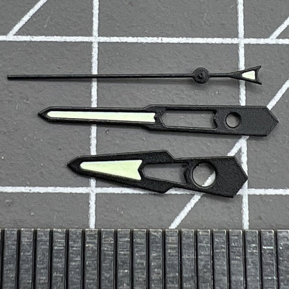 Set of matted black trim hollow green lume watch hands for NH35 NH36 movements ? precise fit.