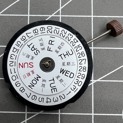 Ronda 517 quartz watch movement with day and date display at 3 o'clock position, suitable for watch accessories.
